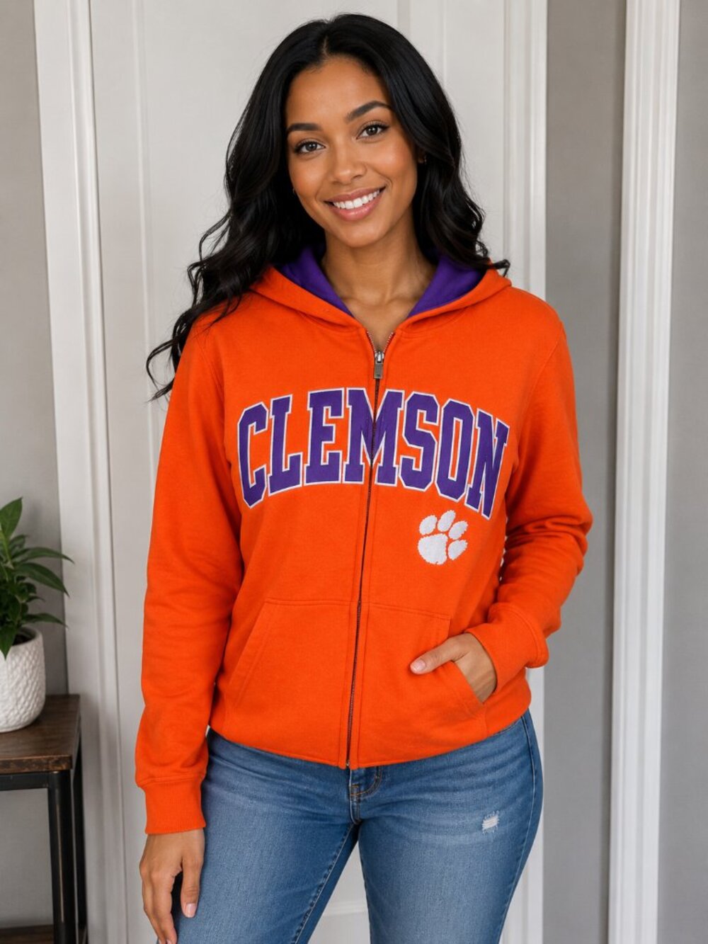 Women’s Clemson Tigers Orange Full-Zip Hoodie